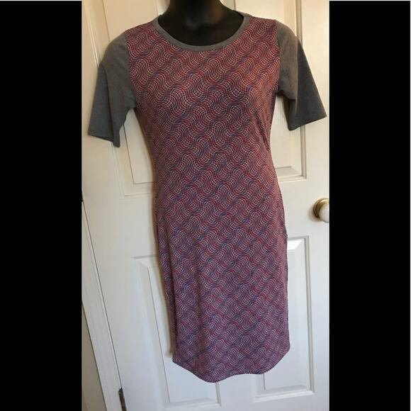 Multicolor LulaRoe Julia Dress Raglan sleeves Sz M - Picture 2 of 7